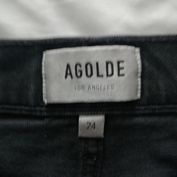 Agolde Riley High Rise Straight Crop Jeans in Panoramic Black Slim Straight 24 - Picture 11 of 16